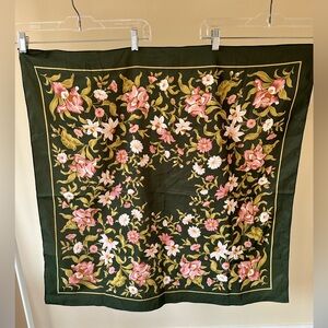 Totes scarf: green & pink foral